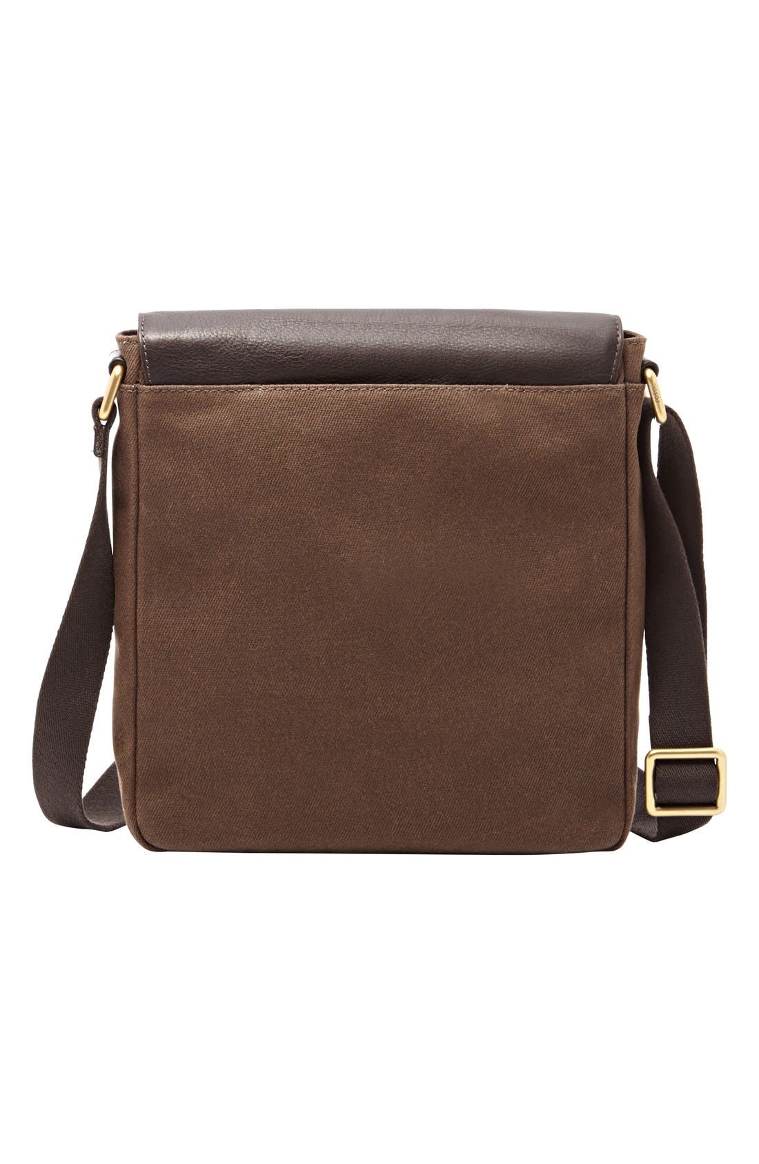 'Trevor' Twill & Leather City Bag, Alternate, color, DARK BROWN