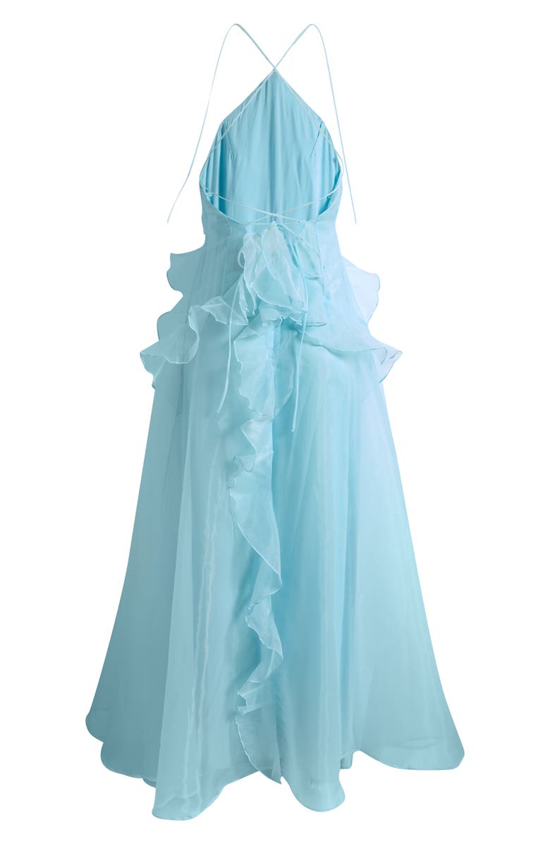 Sonya Moda Bela Ruffle Halter Dress, Alternate, color, Capri Blue