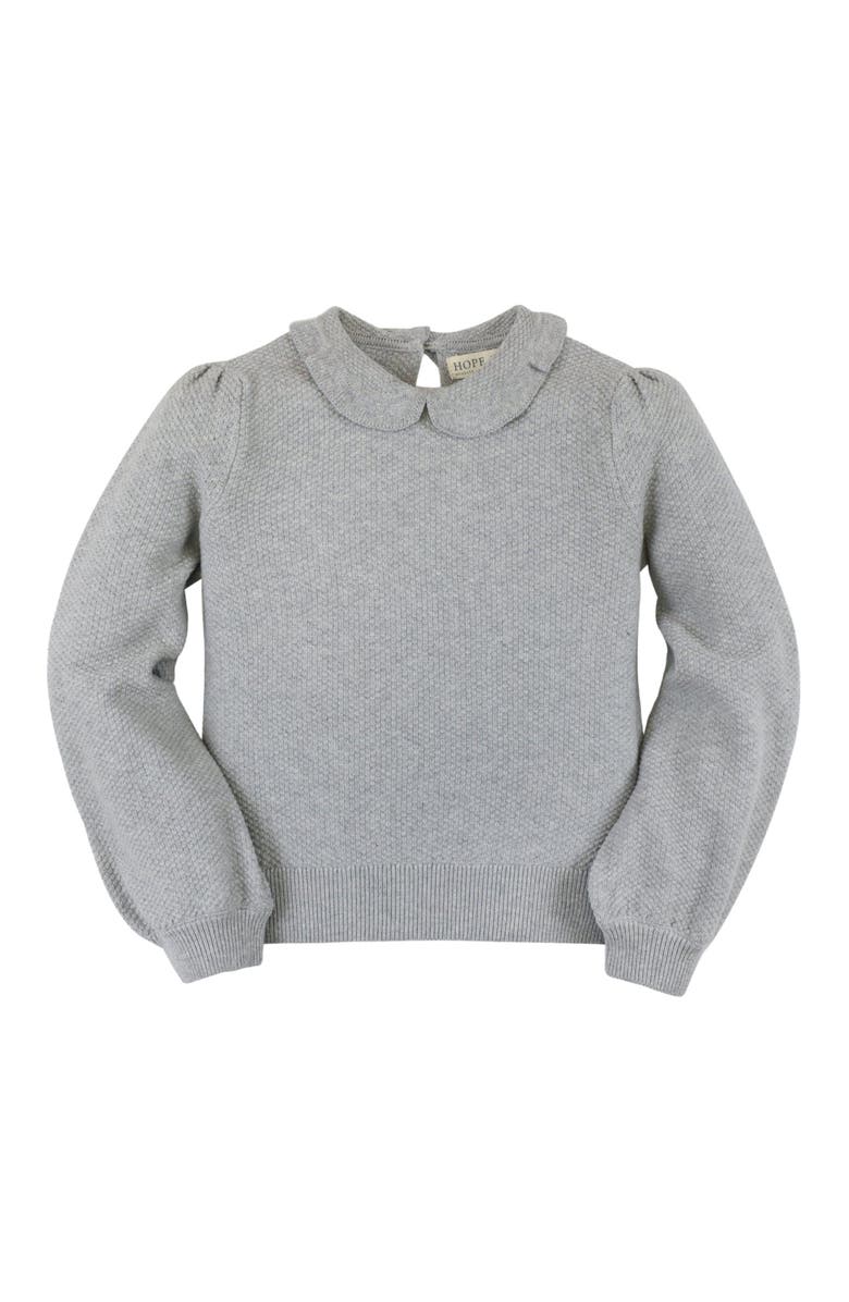 Hope & Henry Baby Girls' Peter Pan Collar Long Sleeve Sweater, Infant, Main, color, Gray Heather Texture