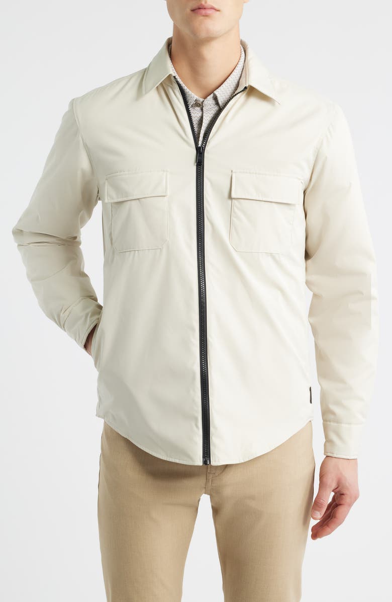 BOSS C-Luke Zip-Up Overshirt, Alternate, color, Open White