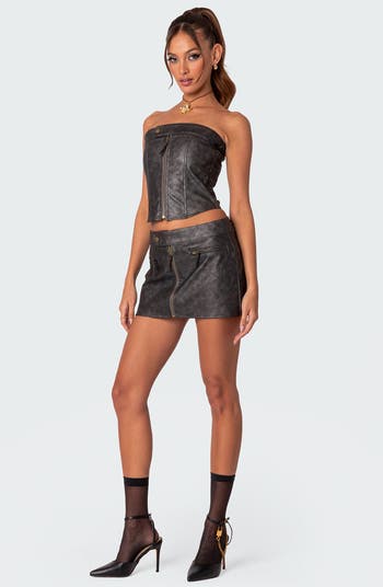 Faux Leather Corset Top