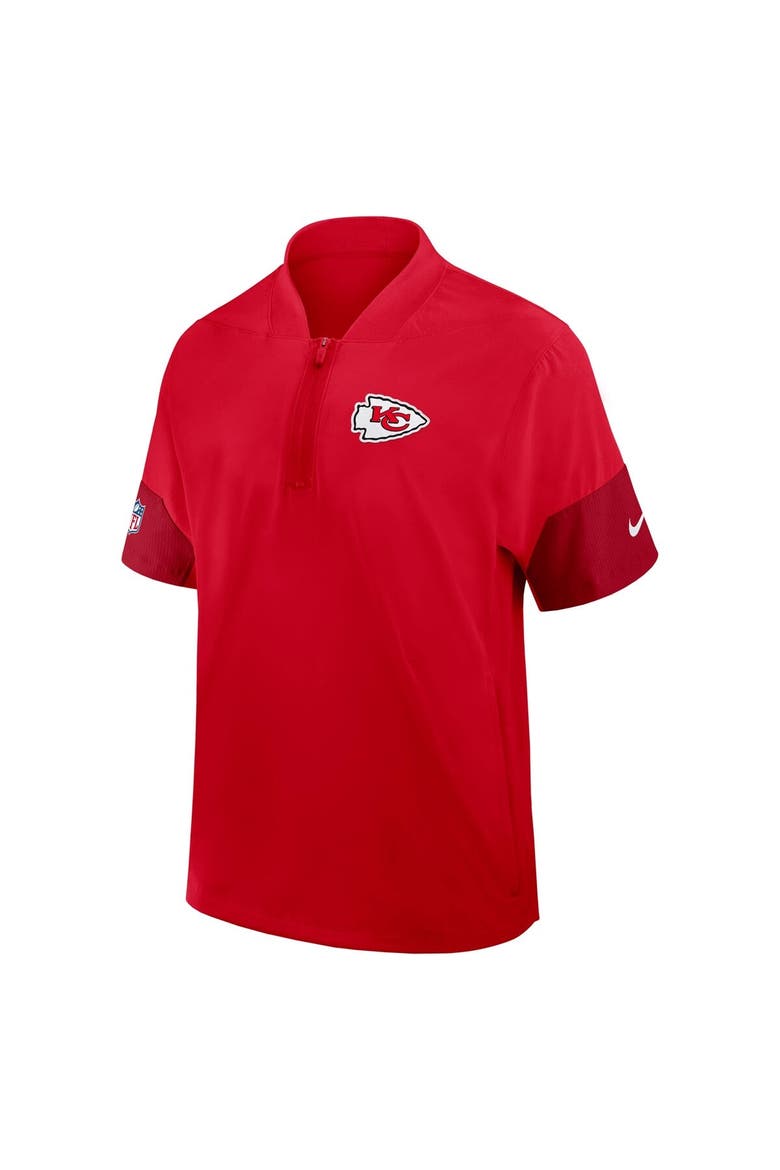 Men's Nike Red Kansas City Chiefs Sideline Short Sleeve Quarter-Zip Performance Coach Jacket, Alternate, color, Red