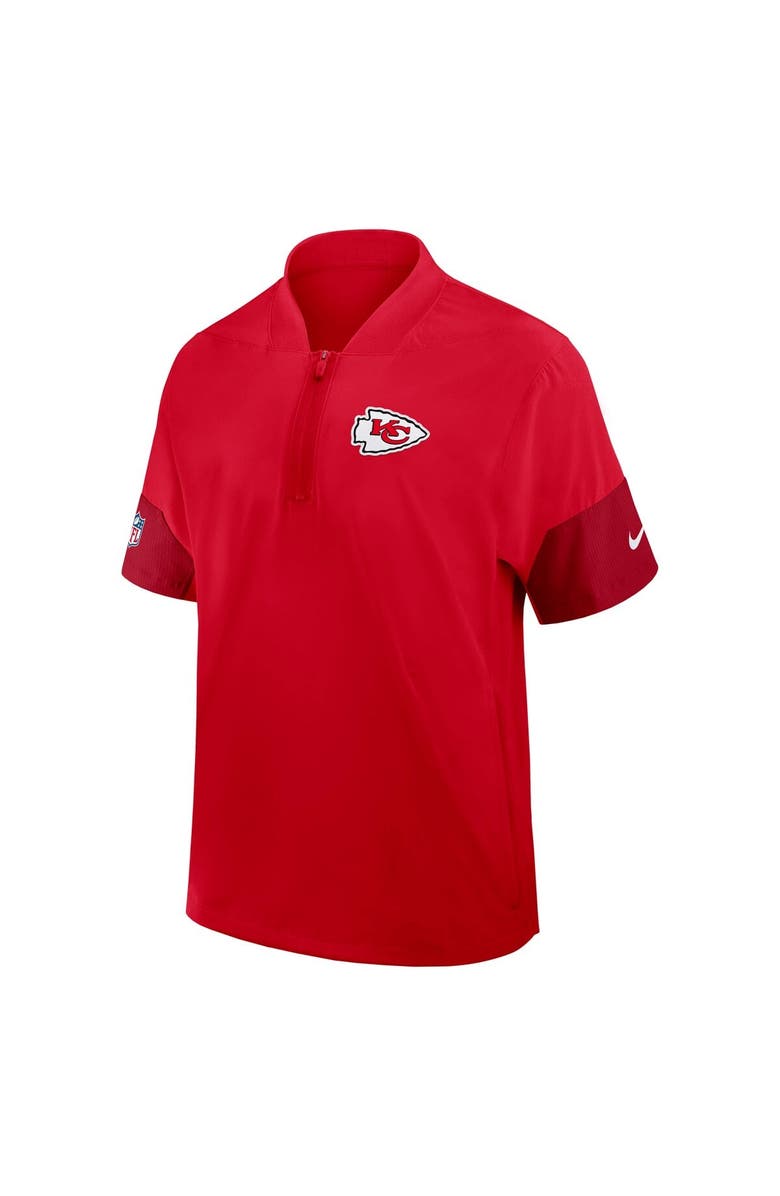 Nike Men's Nike Red Kansas City Chiefs Sideline Short Sleeve Quarter-Zip Performance Coach Jacket, Alternate, color, Red