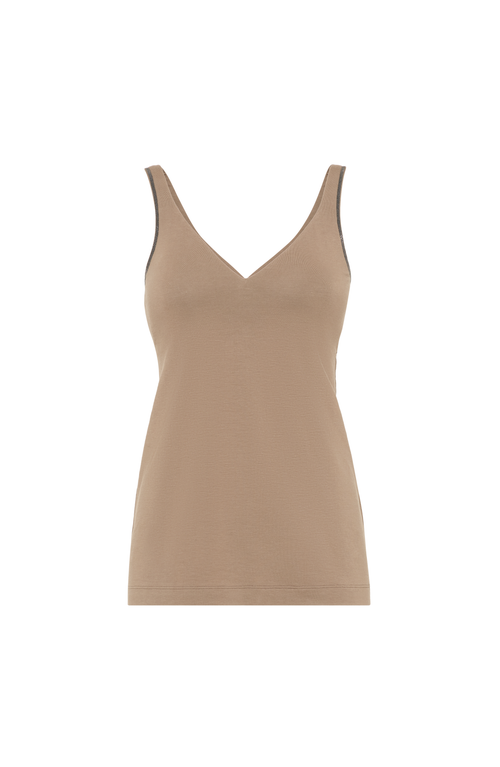 Brunello Cucinelli Jersey Top In Brown