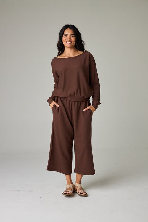 Eavolu Baikal Eco-luxe Fleece Crop Pant In Brown