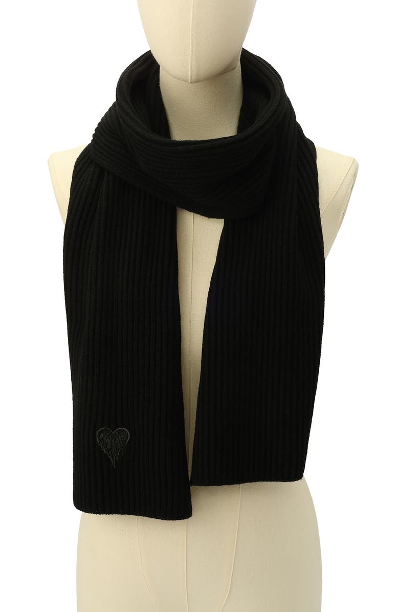 AllSaints Heart Logo Scarf, Main, color, Black