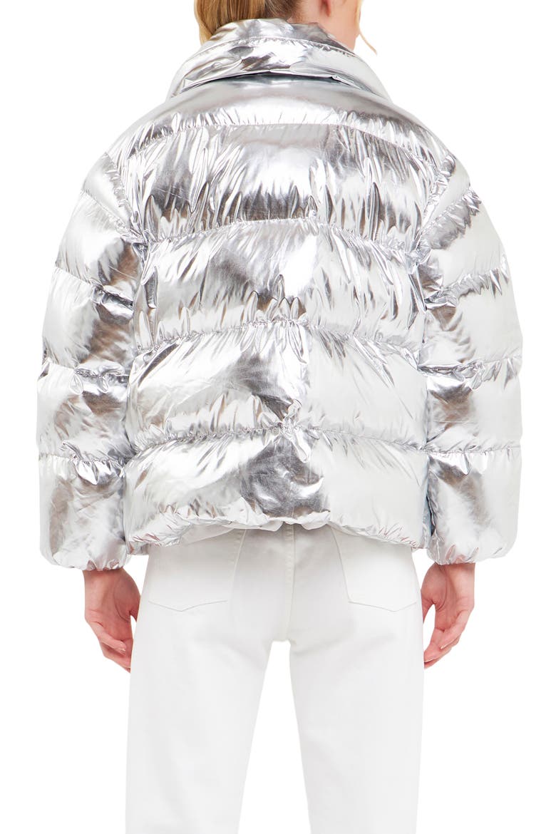 Belted Puffer Jacket, Alternate, color, METALLIC