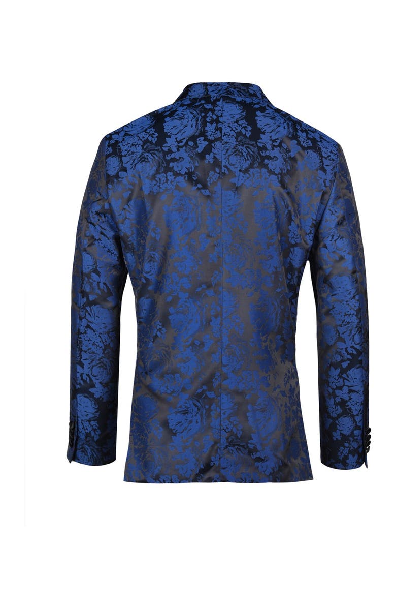 SAVILE ROW CO Blue Fancy Slim Fit Satin Peak Lapel Evening Jacket, Alternate, color, 
