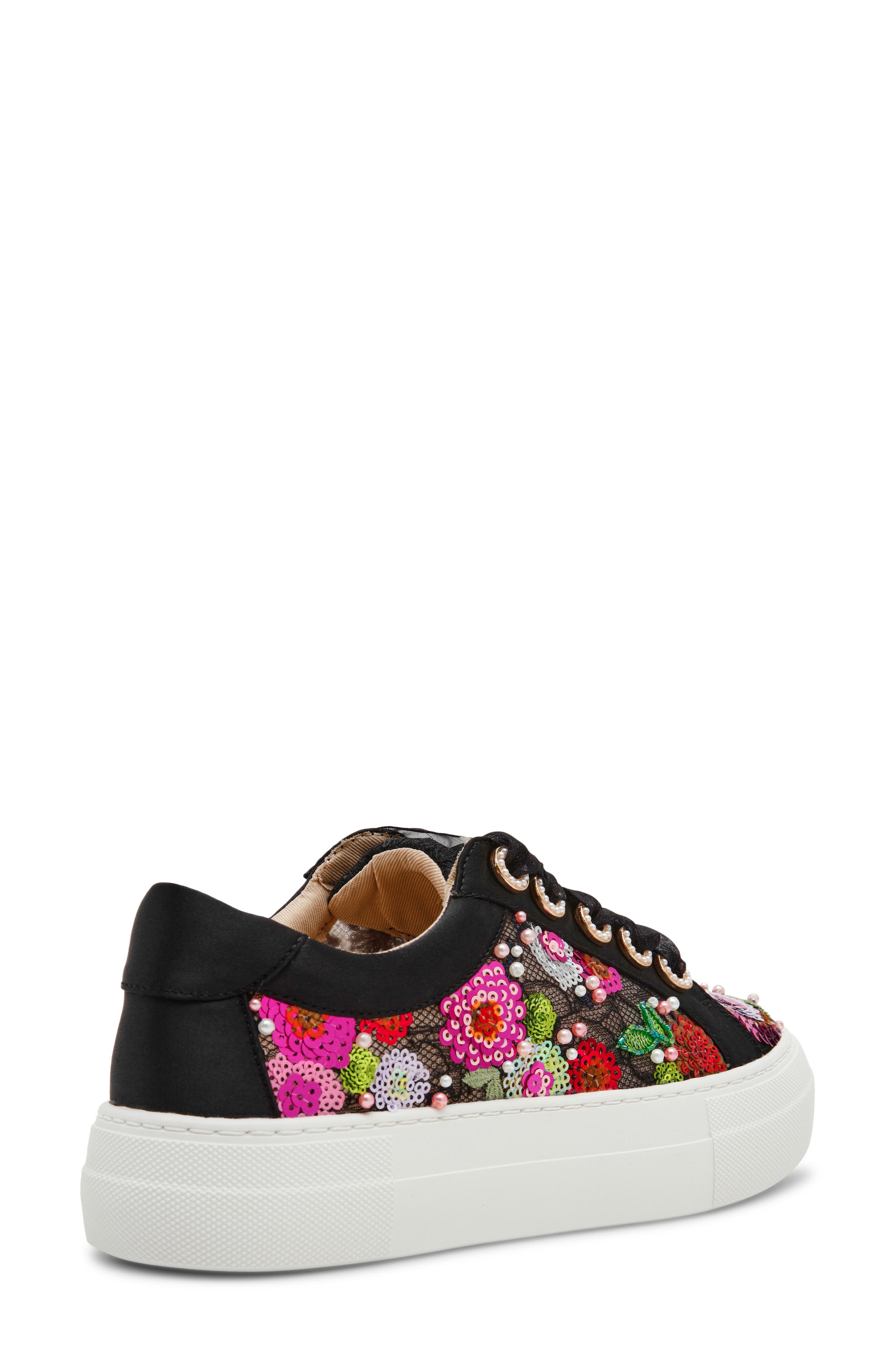 Betsey Johnson Bonny Sequin Platform Sneaker, Alternate, color, Black Floral