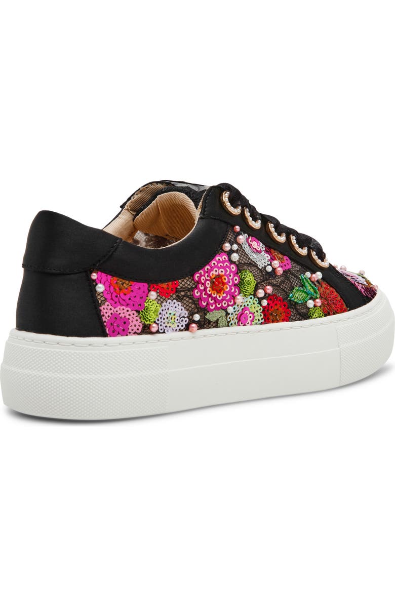 Betsey Johnson Bonny Sequin Platform Sneaker, Alternate, color, Black Floral