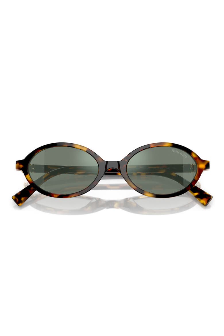 50mm Oval Sunglasses, Alternate, color, HONEY HAVANA / GREEN / SILVER