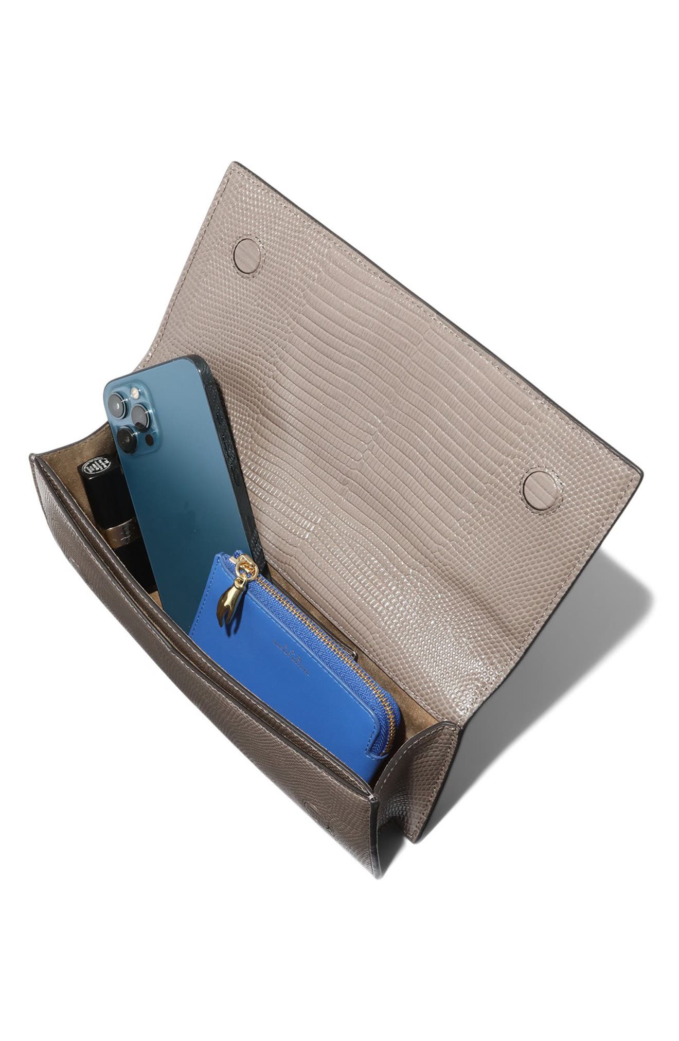 Alexis Bittar Twisted Side Handle Leather Clutch, Alternate, color, 