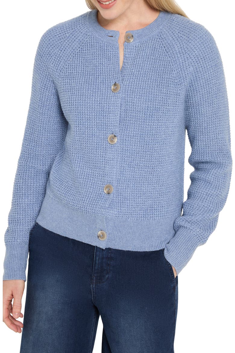 Waffle Stitch Cotton Blend Cardigan, Main, color, DUSTY MOONSTONE