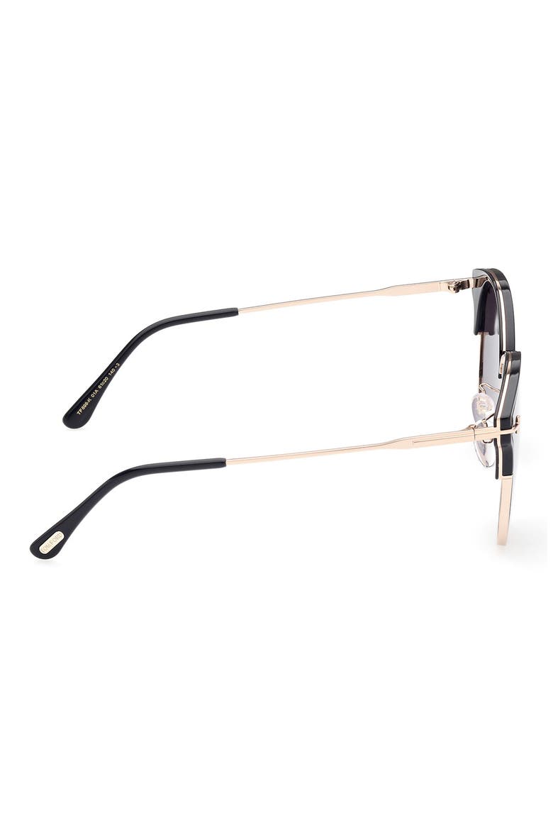 61mm Round Sunglasses, Alternate, color, SHINY BLACK / SMOKE