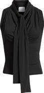 NIKKI LUND Rani Ruched Tie Neck Sleeveless Top