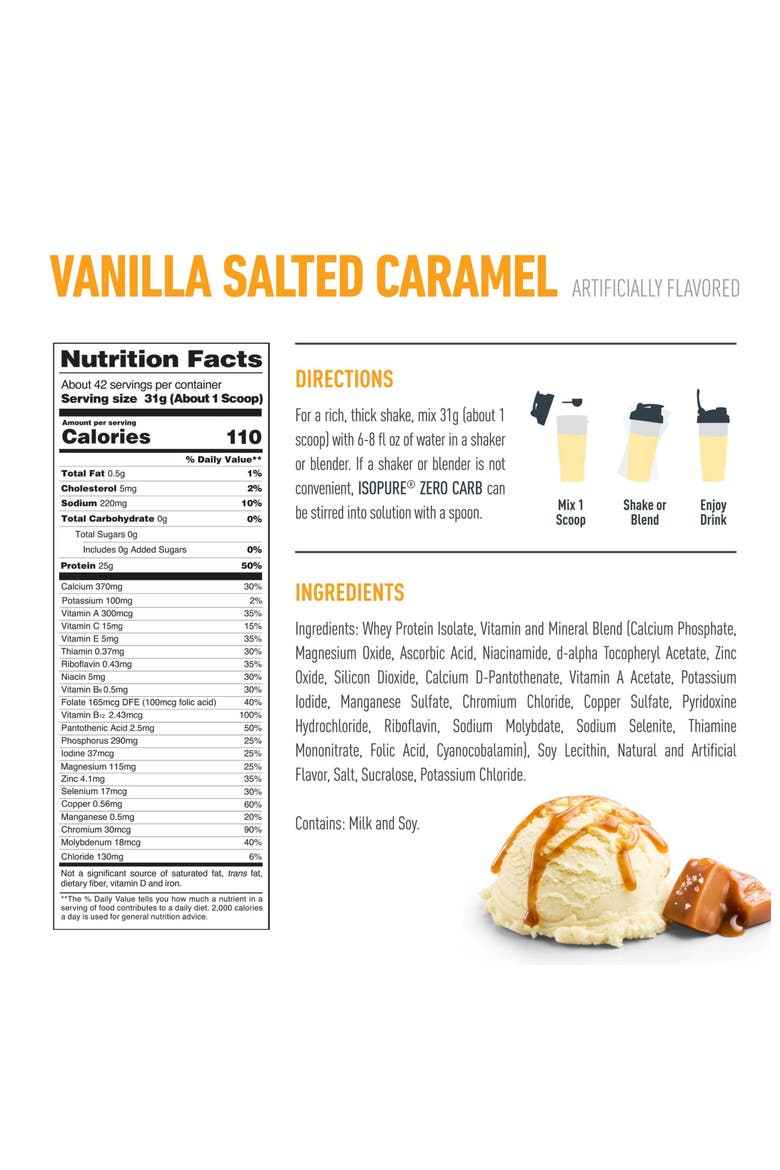 Zero Carb High Protein Powder Vanilla Salted Caramel, Alternate, color, None