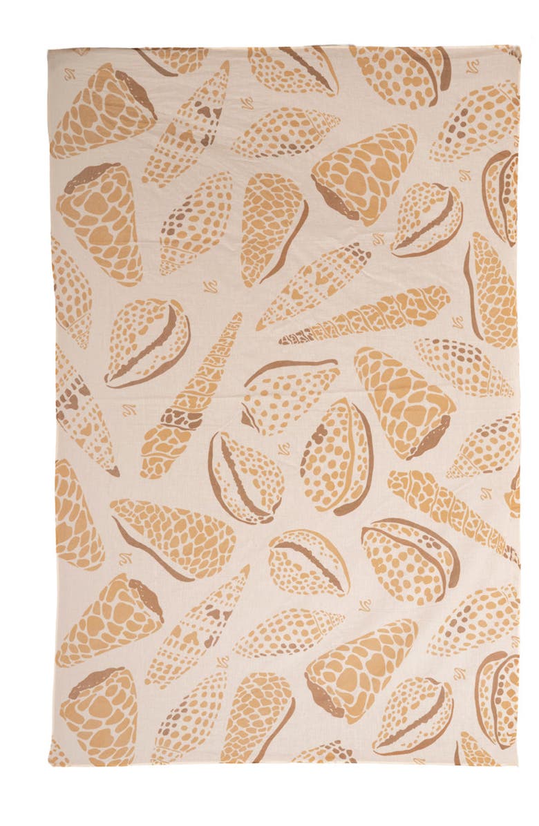 KIBYS Shell Tides Loretta Shell Print Cotton Pareo Sarong, Alternate, color, Beige Shell Print