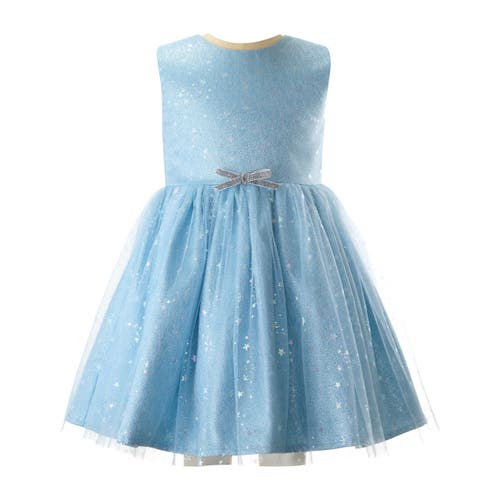 Rachel Riley Girl's Sparkle Star Tulle Dress In Blue