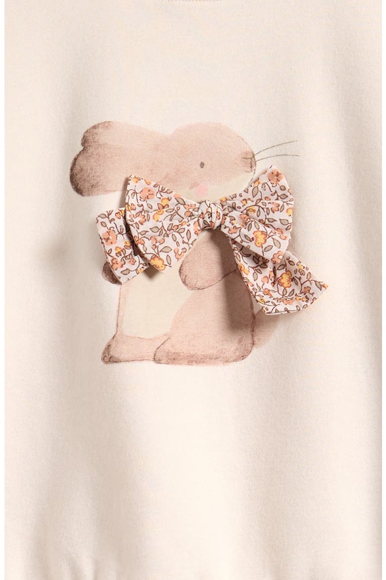 Kids' Bunny Sweatshirt & Floral Print Pants Set, Alternate, color, CREAM