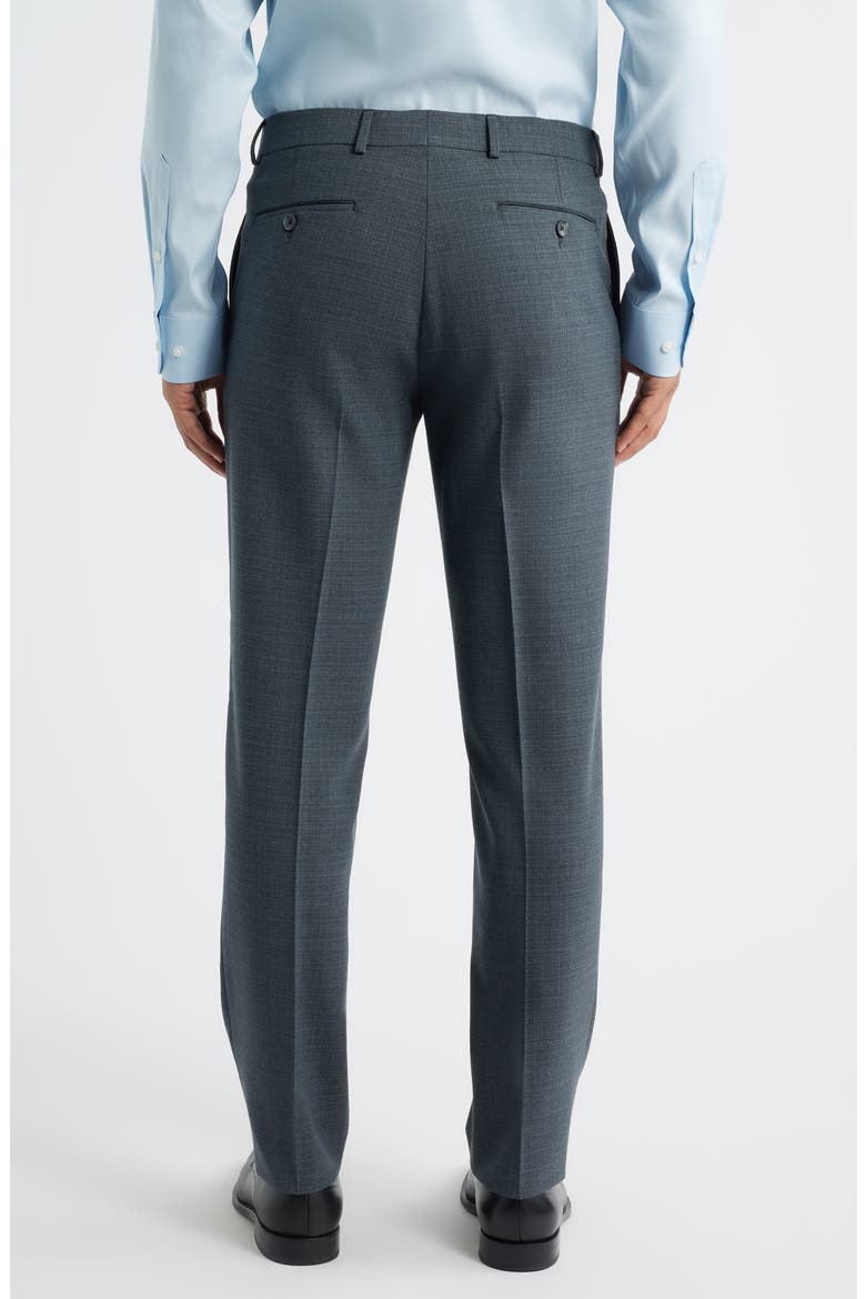 Saxony Trim Fit Flat Front Thatch Weave Wool Blend Dress Pants, Alternate, color, BANKER GREY