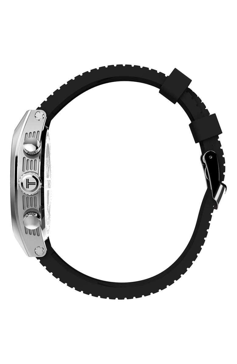 Timex<sup>®</sup> Legacy Tonneau Chronograph Synthetic Rubber Strap Watch, 42mm, Alternate, color, Black