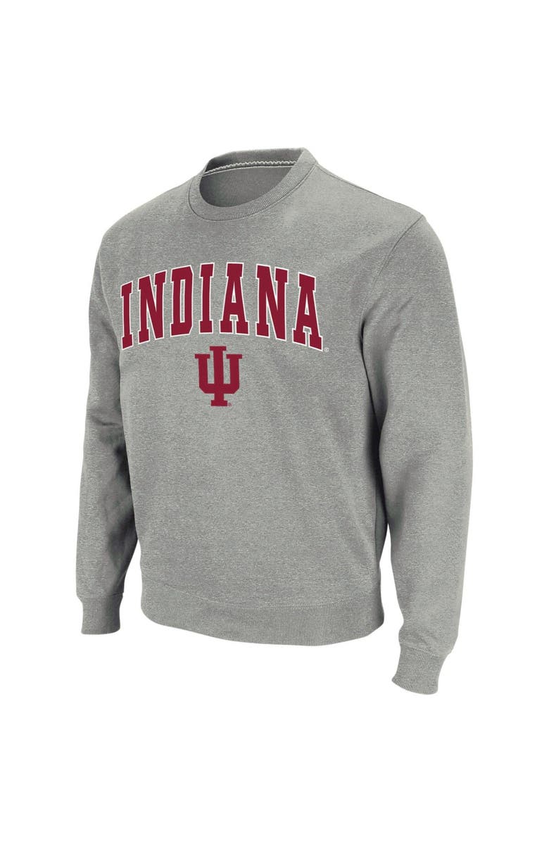 COLOSSEUM Men's Colosseum Heather Gray Indiana Hoosiers Arch & Logo Crew Neck Sweatshirt, Main, color, Heather Gray