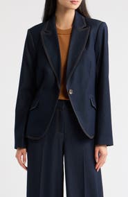 Tahari ASL One-Button Denim Jacket