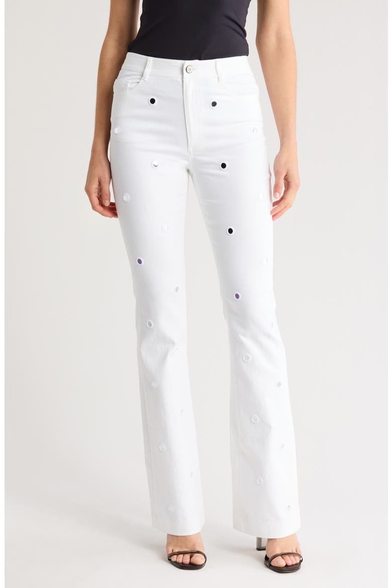 Shilene Mirror Sequin Flare Pants, Main, color, WHITE