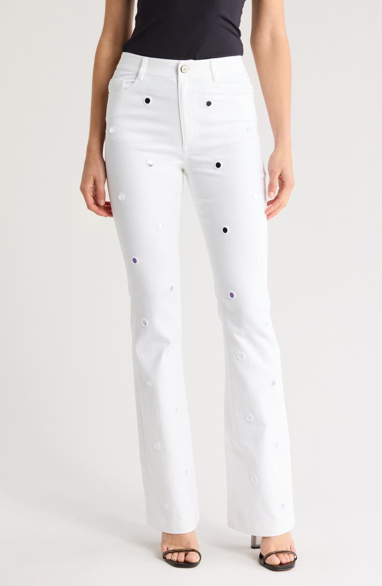 Cinq à Sept Shilene Mirror Sequin Flare Pants, Main, color, White