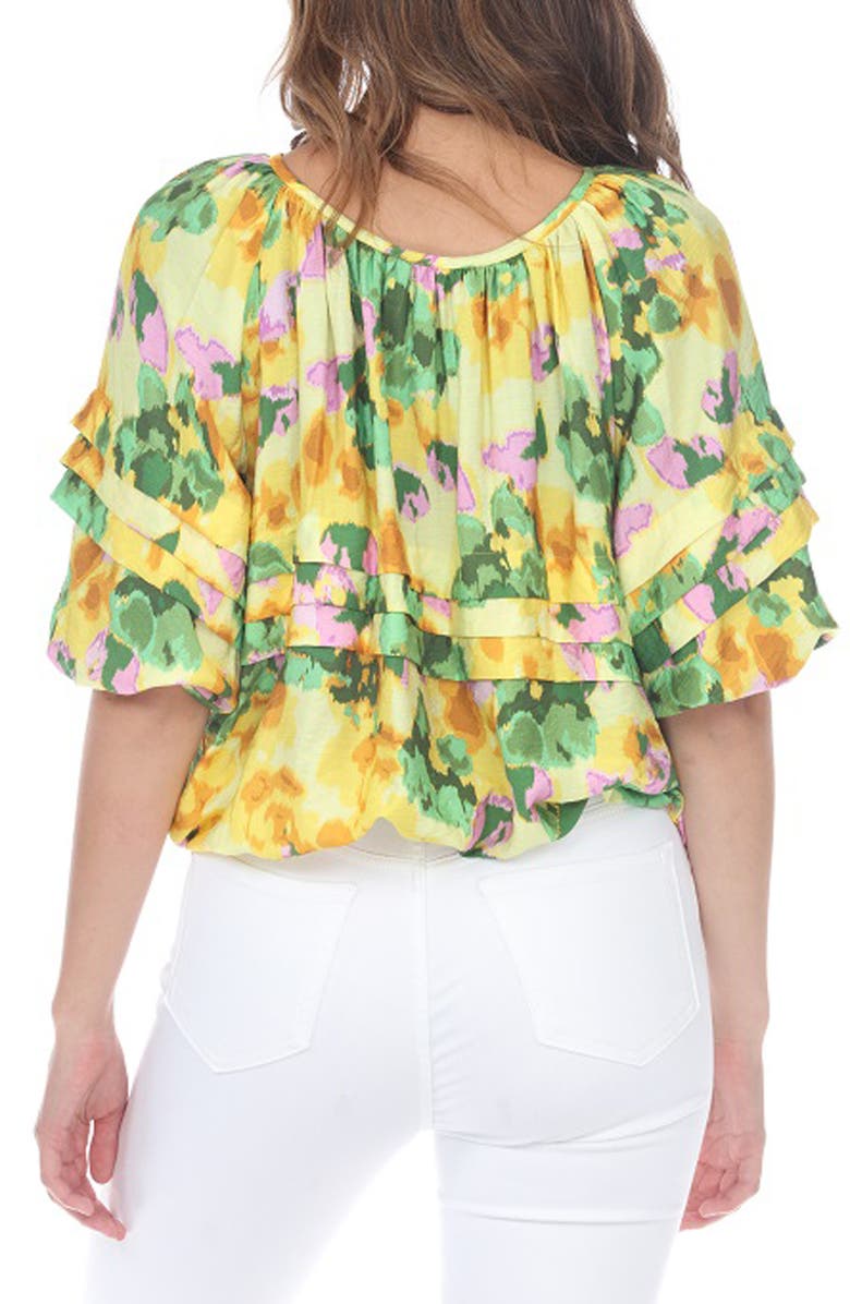RAIN AND ROSE Floral Ruffle Top, Alternate, color, Yellow