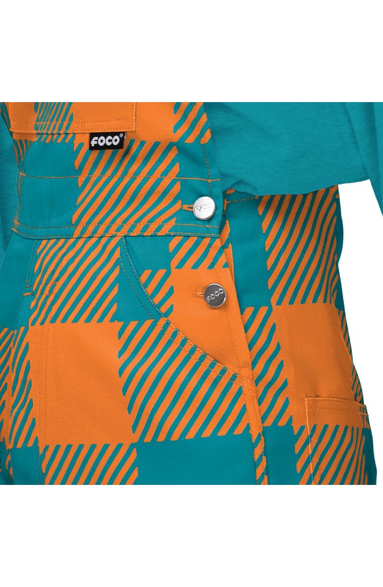 FOCO Women's FOCO  Aqua Miami Dolphins Big Logo Plaid Overalls, Alternate, color, 