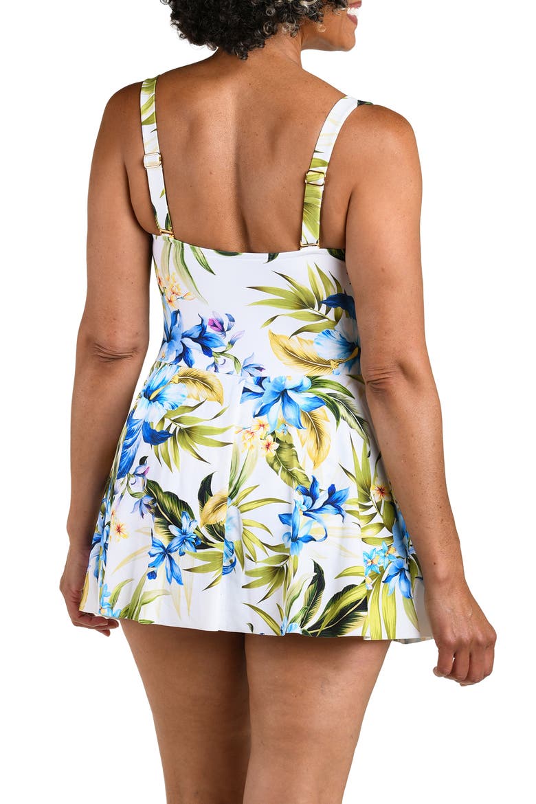Serenity Shirred Bandeau Swimdress, Alternate, color, WHITE