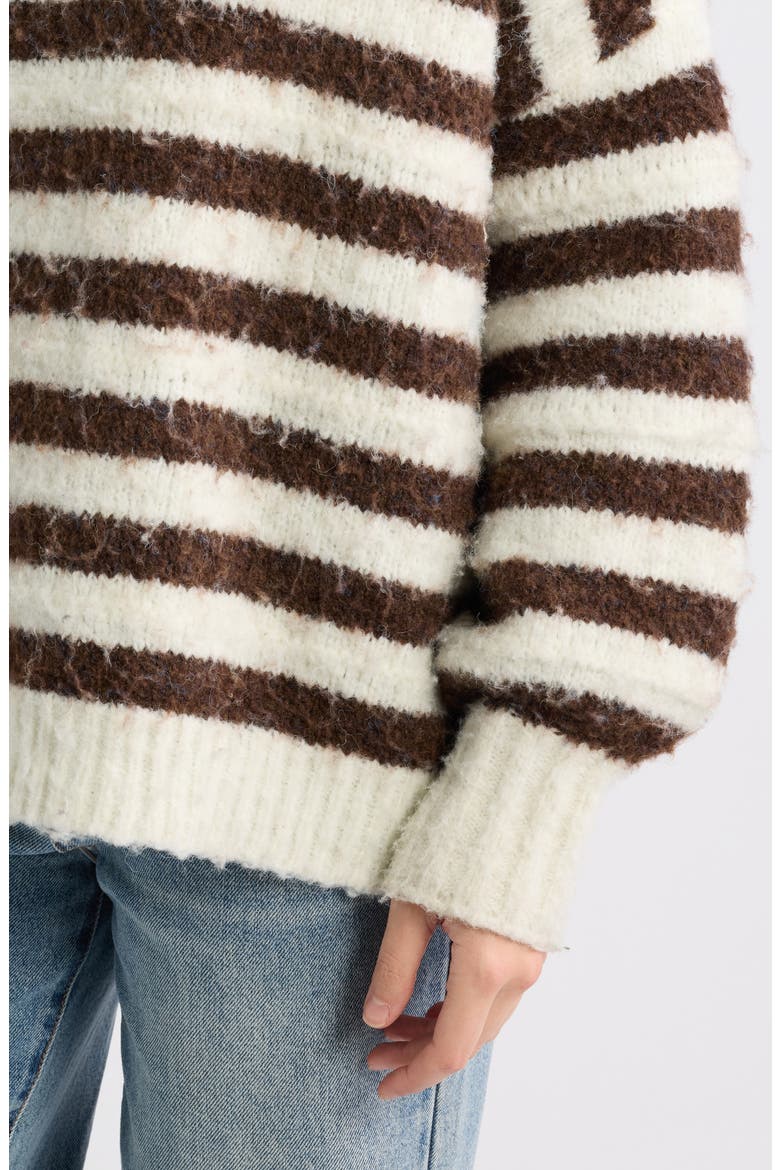 Hartford Striped Crewneck Sweater, Alternate, color, BROWN