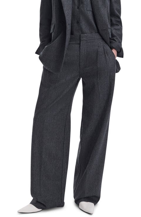 Lawrence Wide Leg Wool Blend Tailored Pants