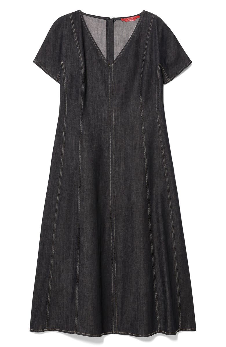 Marina Rinaldi Denim Fit & Flare Midi Dress, Alternate, color, Navy