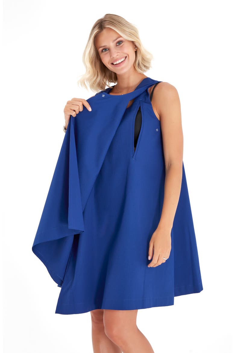 Amaze Sleeveless Cotton Maternity/Nursing Swing Dress, Alternate, color, AZURE BLUE