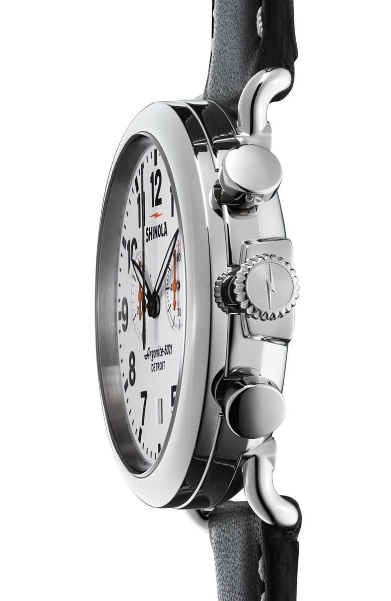 Shinola 'The Runwell Chrono' Leather Strap Watch, 41mm, Alternate, color, 