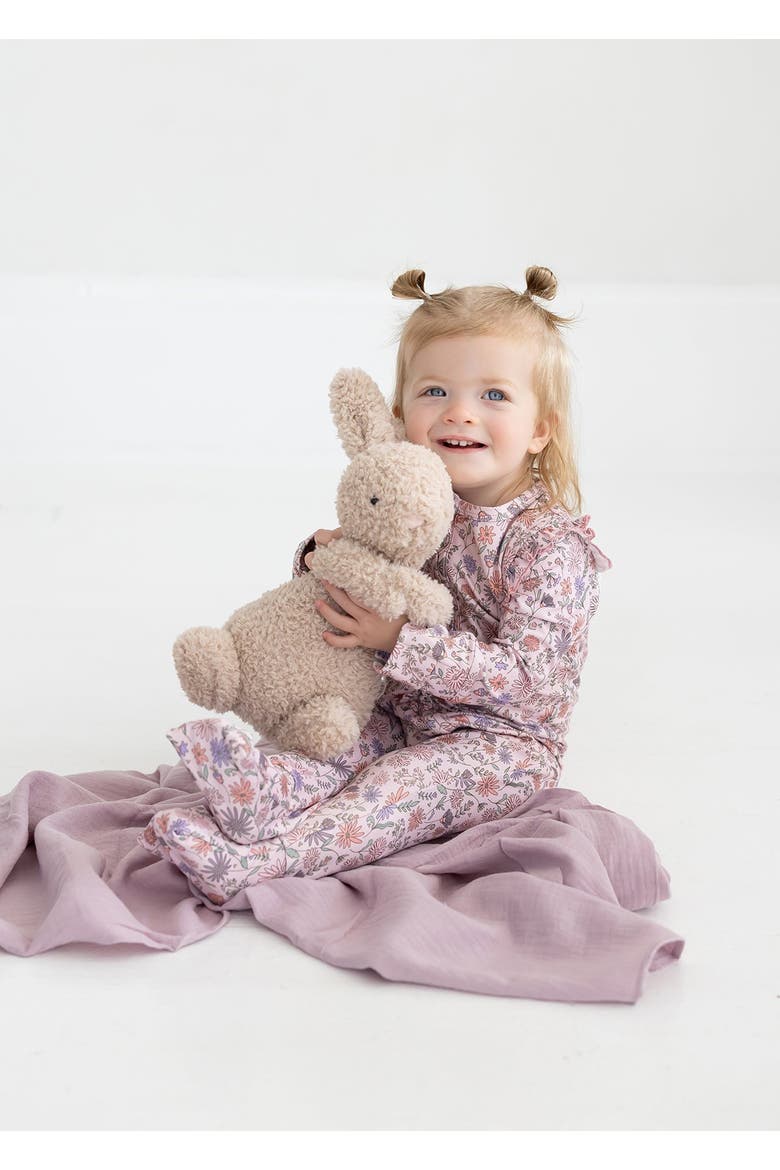 Soft Meadow Long Sleeve Floral Print with Matching Headband, Main, color, Purple