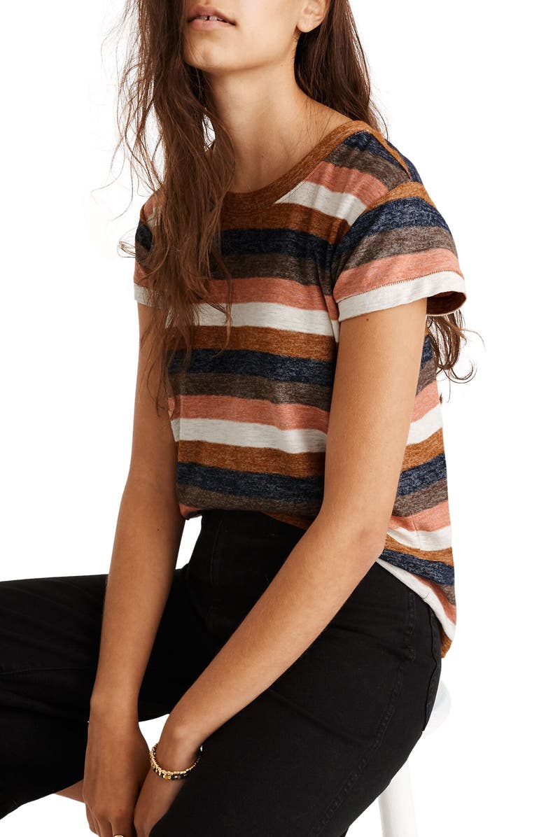 Madewell Textured Tee in Stripe, Alternate, color, 
