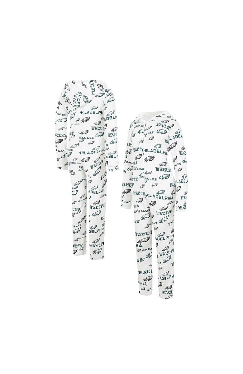 CONCEPTS SPORT Women's Concepts Sport  Cream Philadelphia Eagles Docket Hoodie Full-Zip Union Suit, Main, color, 