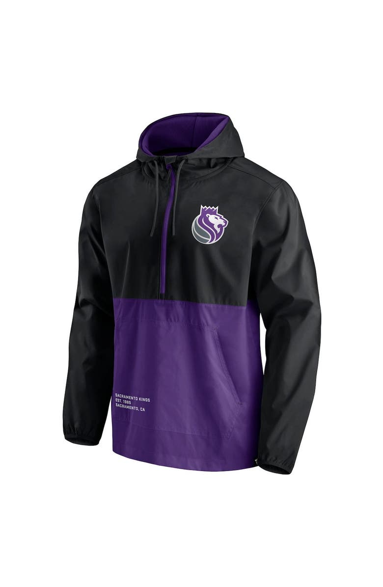 FANATICS Men's Fanatics Branded Black/Purple Sacramento Kings Anorak Block Party Windbreaker Half-Zip Hoodie Jacket, Alternate, color, 