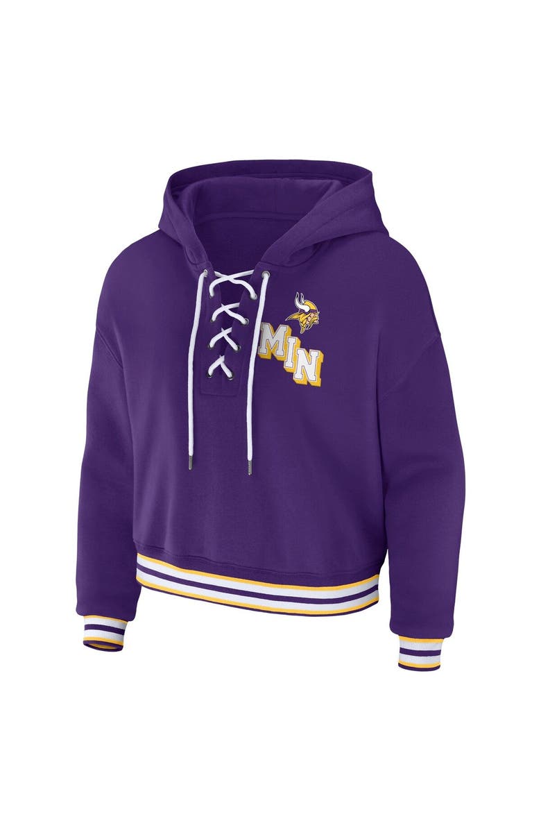 WEAR by Erin Andrews Women's WEAR by Erin Andrews Purple Minnesota Vikings Lace-Up Pullover Hoodie, Alternate, color, 