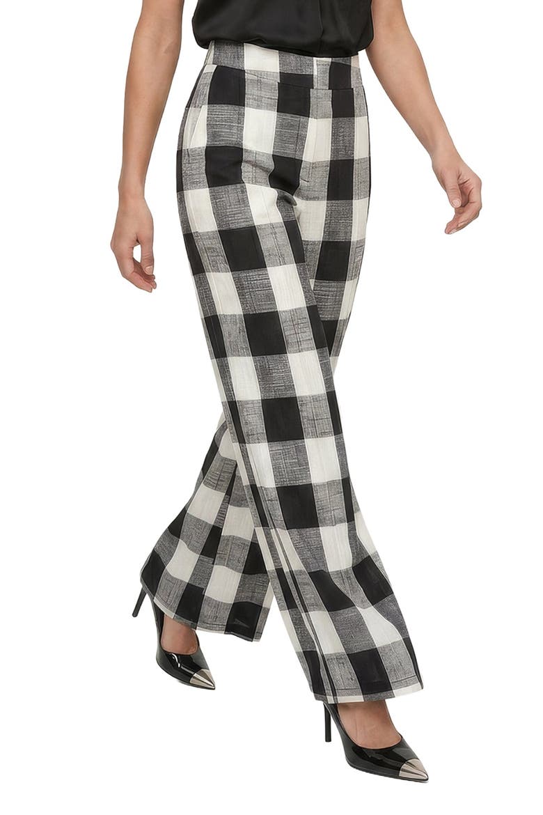 Zena Flared Check Trouser, Alternate, color, Black & White