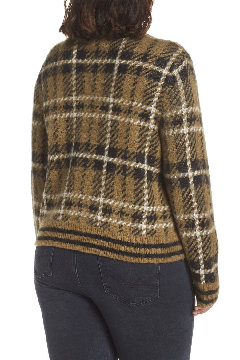 Plaid Sweater, Alternate, color, OLIVE ITALY BRUSHED PLAID