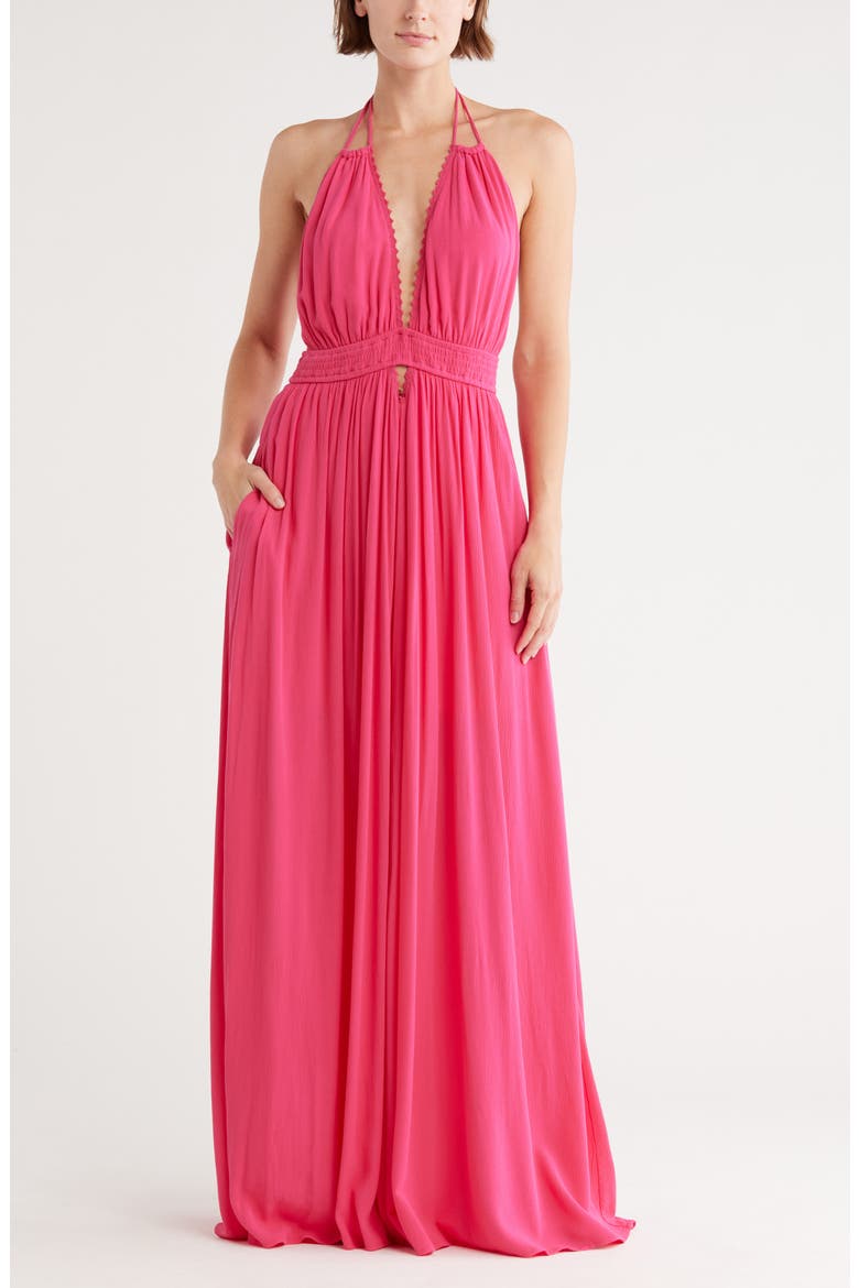 Halter Maxi Dress, Main, color, FUCHSIA