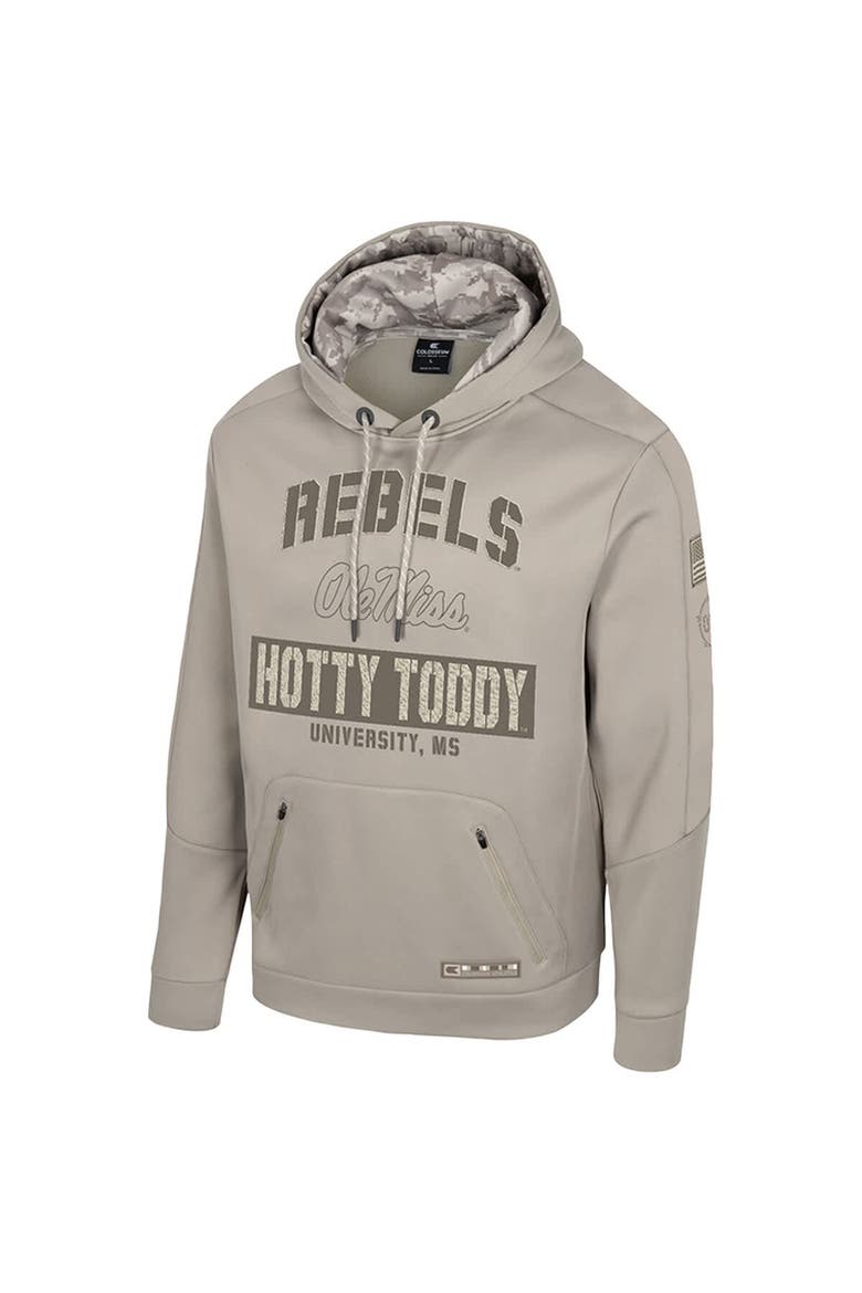 Men's Colosseum Oatmeal Ole Miss Rebels Big & Tall Operation Hat Trick Battalion Hoodie Sweatshirt, Alternate, color, Oatmeal