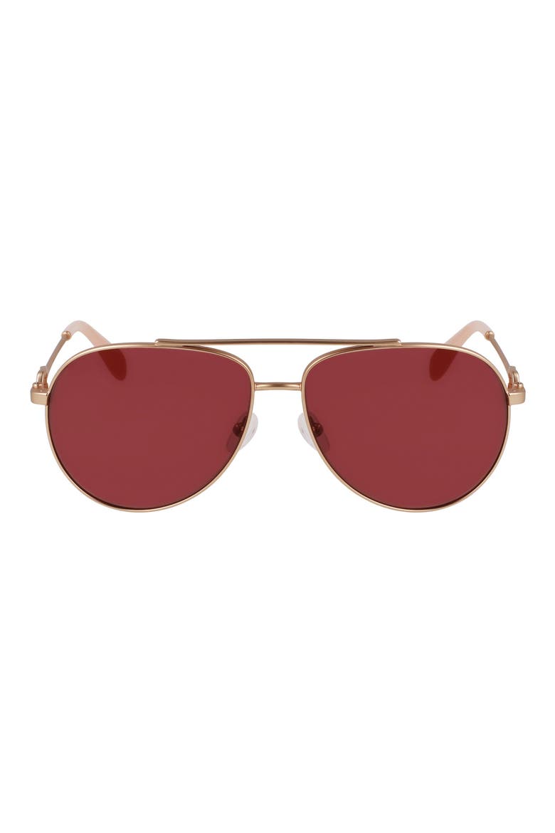 Foulonn 58mm Aviator Sunglasses, Main, color, ROSE GOLD/WINE