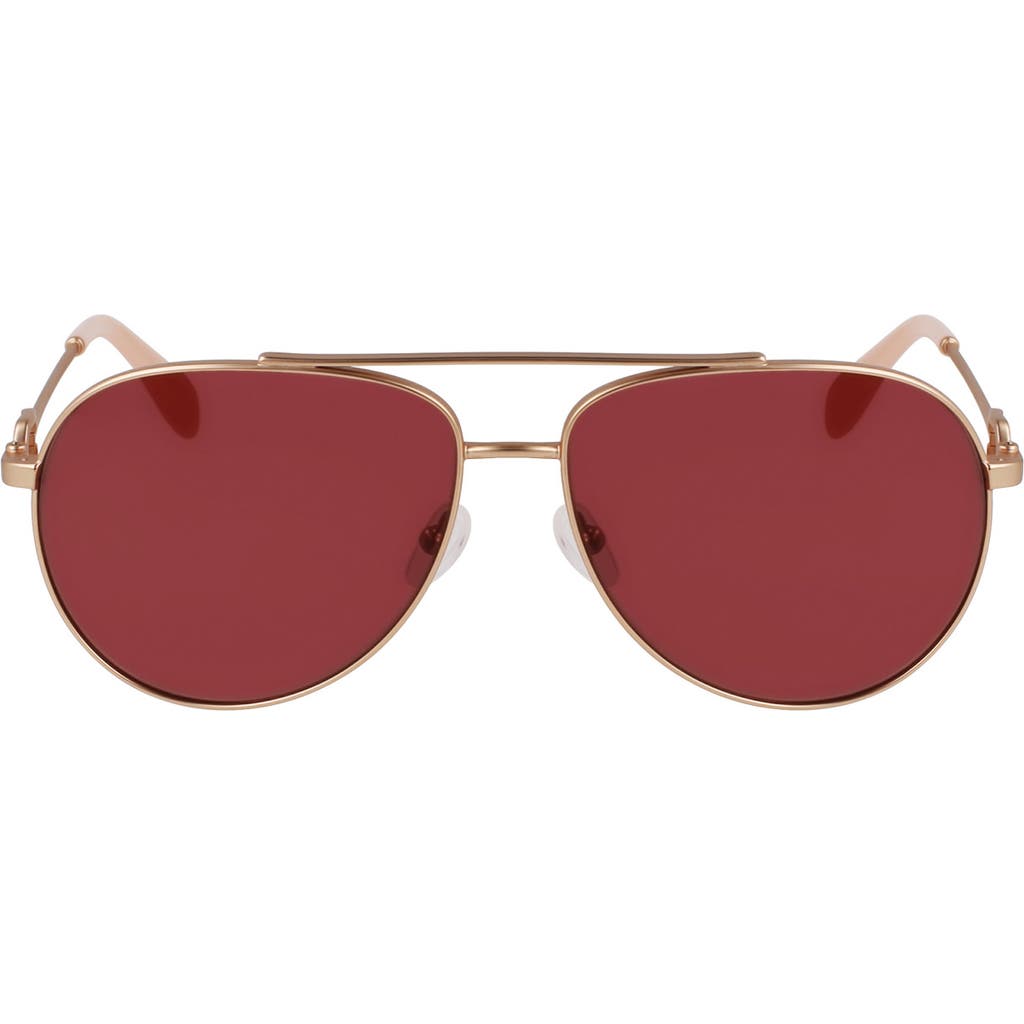 Longchamp Foulonn 58mm Aviator Sunglasses In Rose Gold/wine