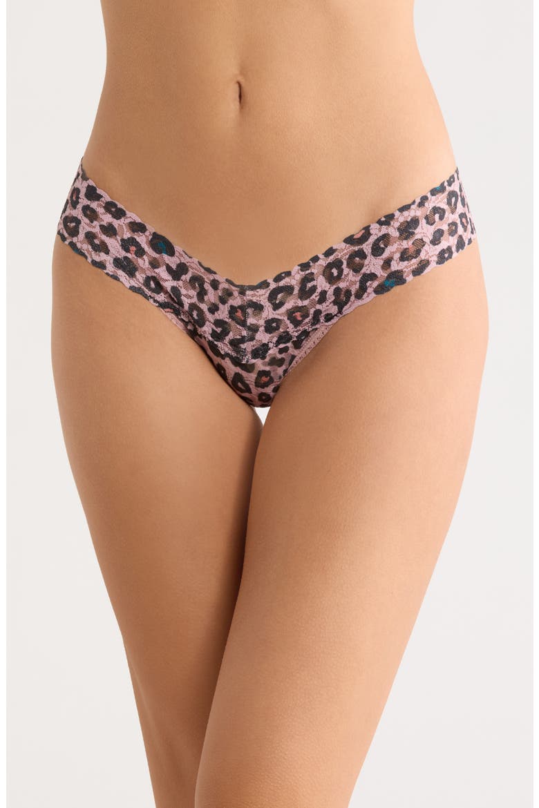 Print Low Rise Thong, Main, color, LUCKY LEOPARD BROWN
