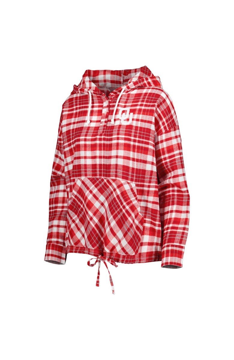 CONCEPTS SPORT Women's Concepts Sport Crimson Oklahoma Sooners Mainstay Lightweight Flannel Plaid Pullover Hoodie, Alternate, color, Crimson